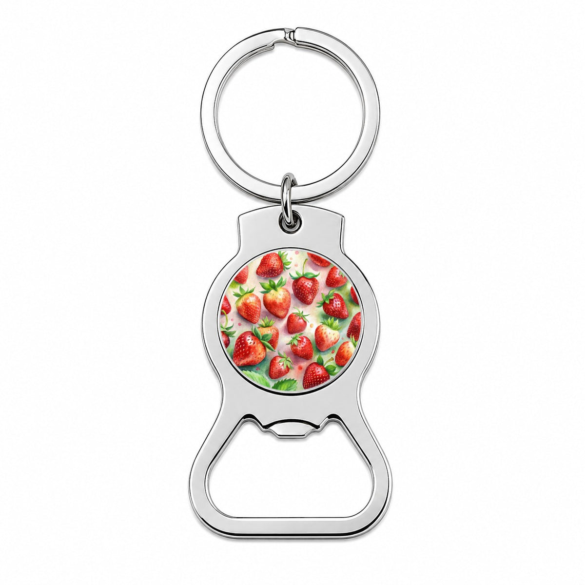 Strawberries Fruit Watercolor Bottle Opener Keychain