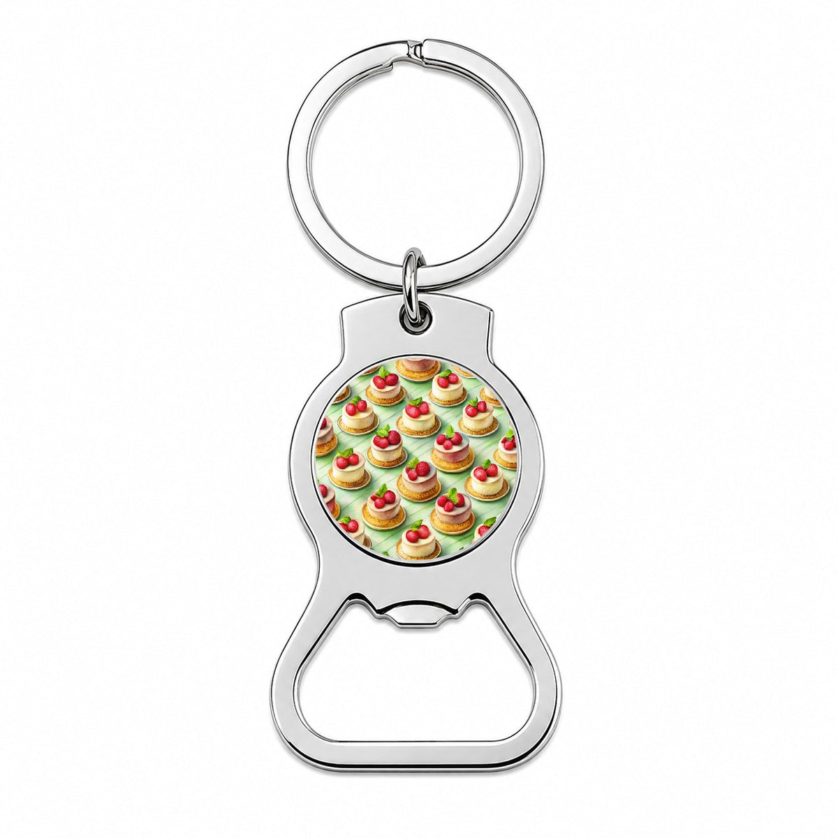 Tiny Cheesecakes On Plates In A Row Bottle Opener Keychain