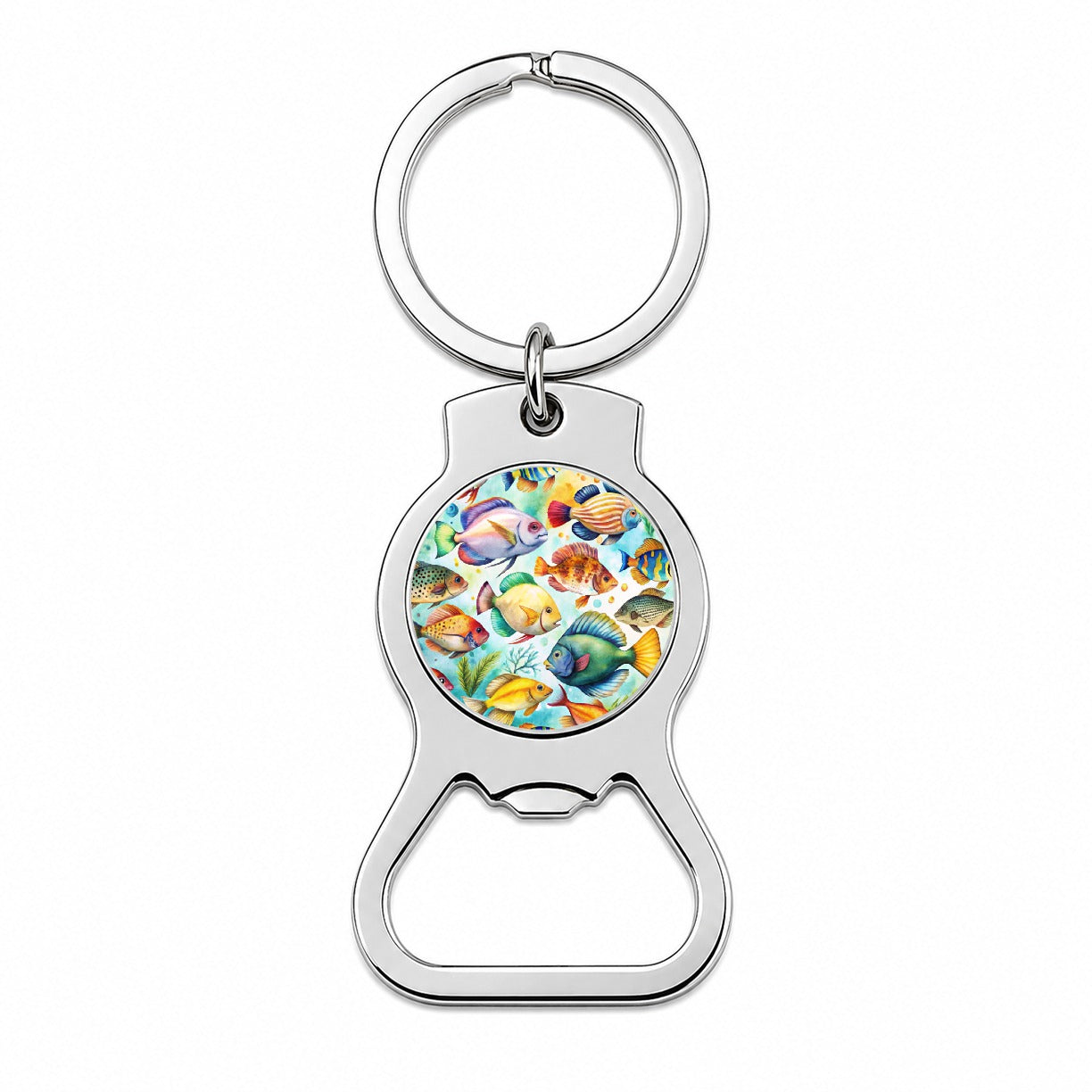 Tropical Fish Watercolor Bottle Opener Keychain