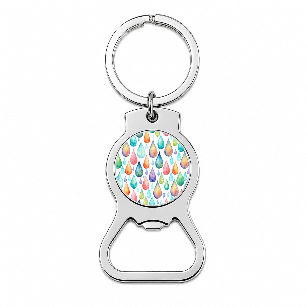 Water Droplets Colorful Watercolor Bottle Opener Keychain