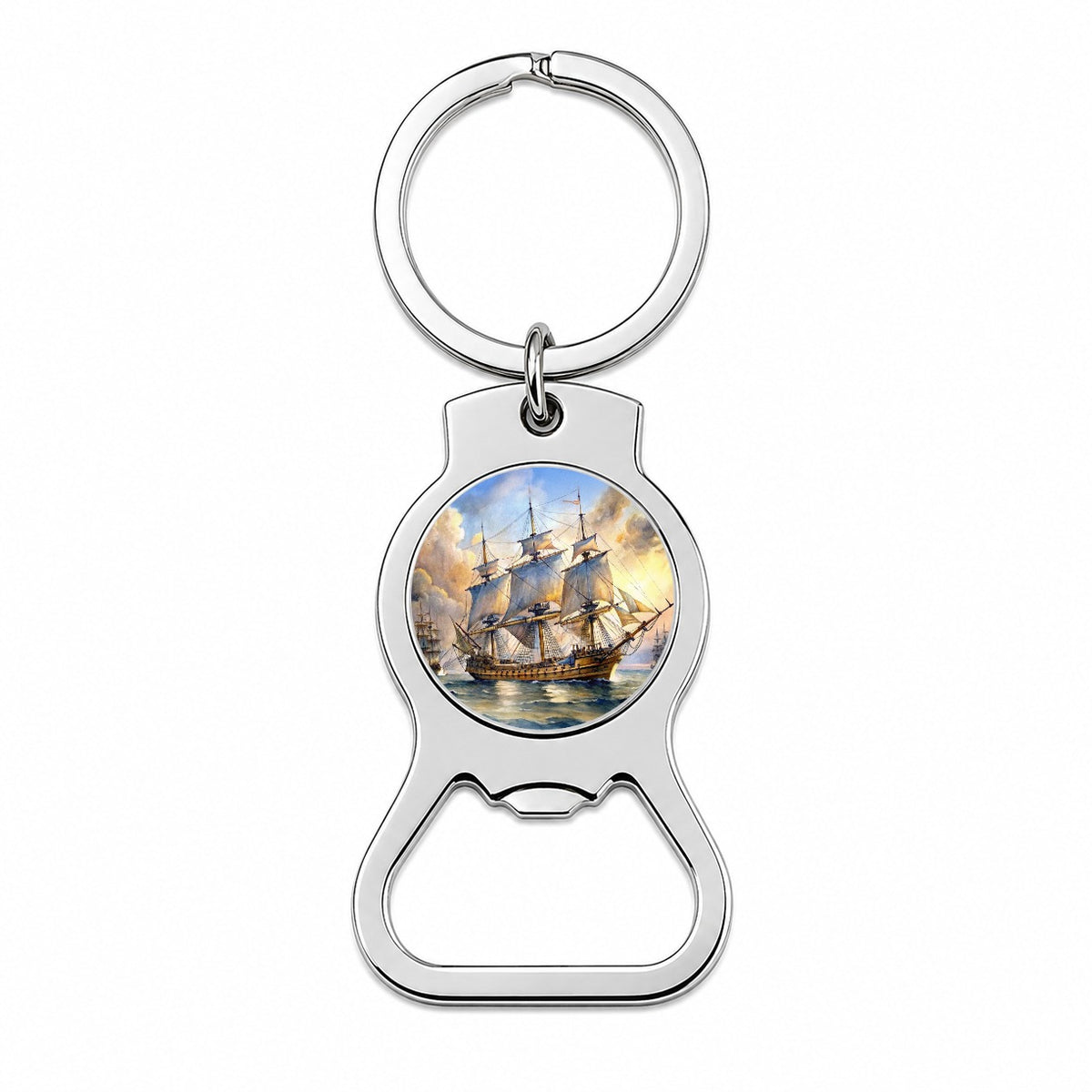 18th Century Sailing War Ship Of The Line Watercolor Bottle Opener Keychain