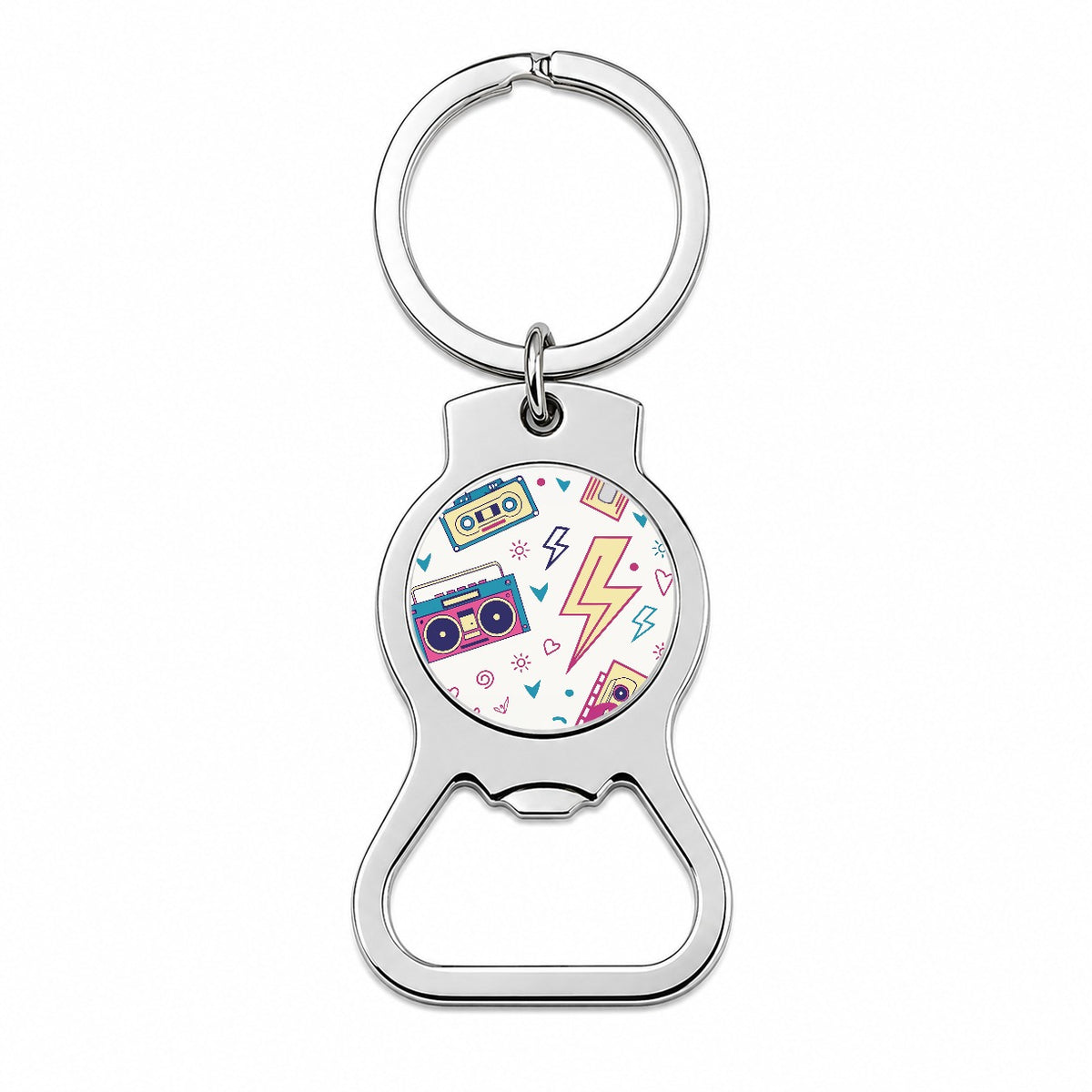 80's Eighties Theme Style Bottle Opener Keychain
