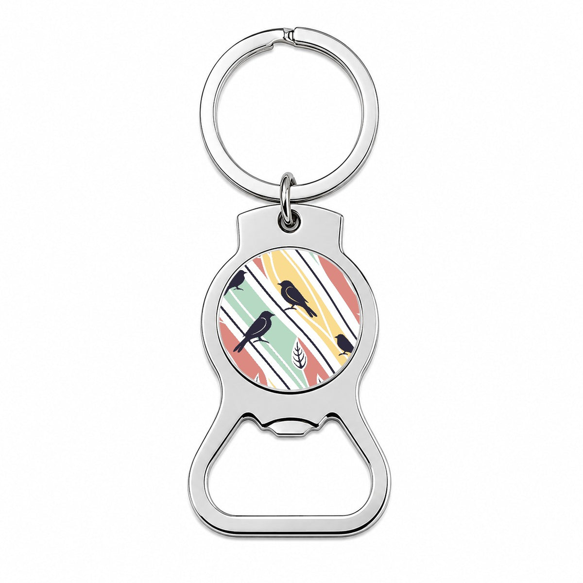 Birds And Trees Abstract Bottle Opener Keychain