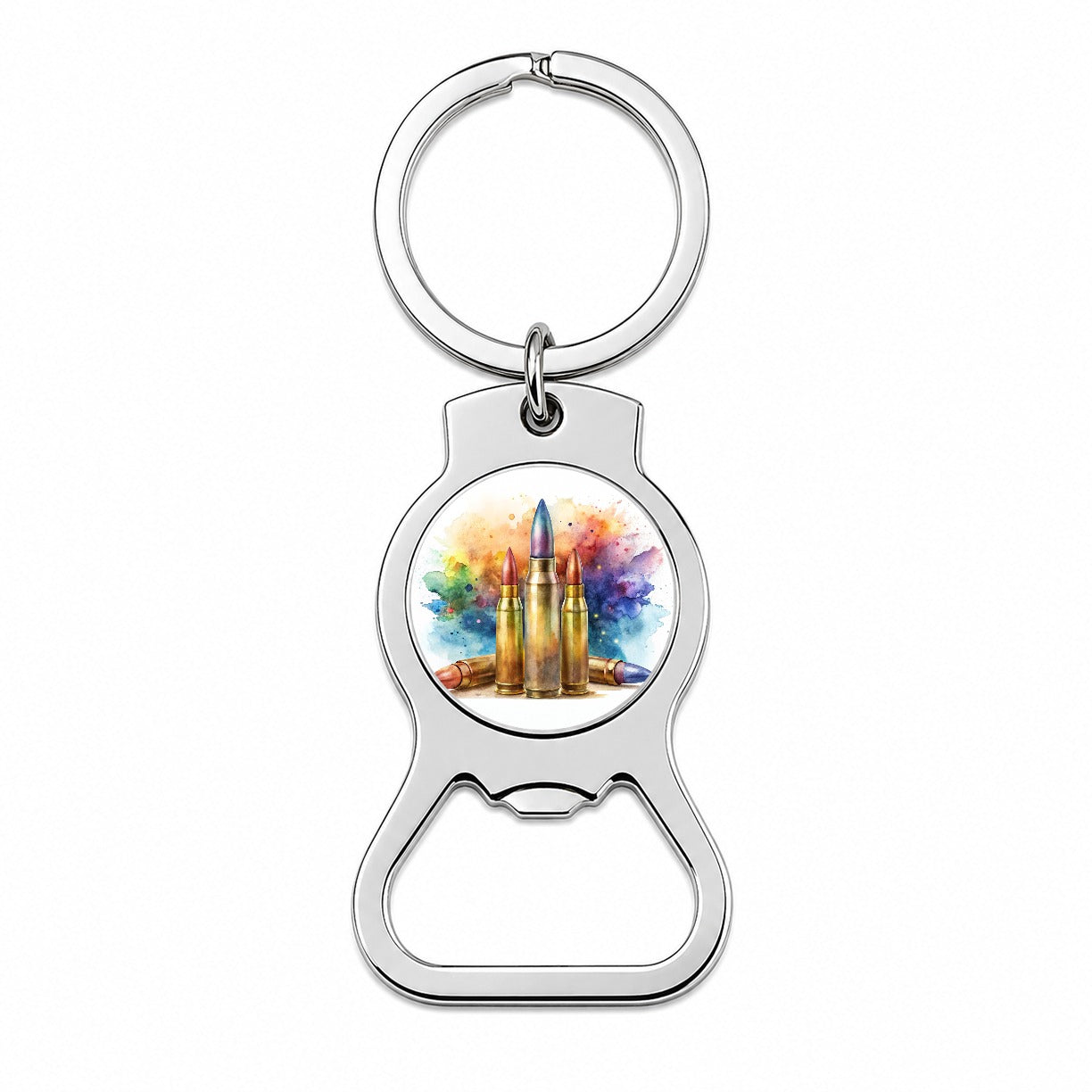 Bullets Watercolor Bottle Opener Keychain