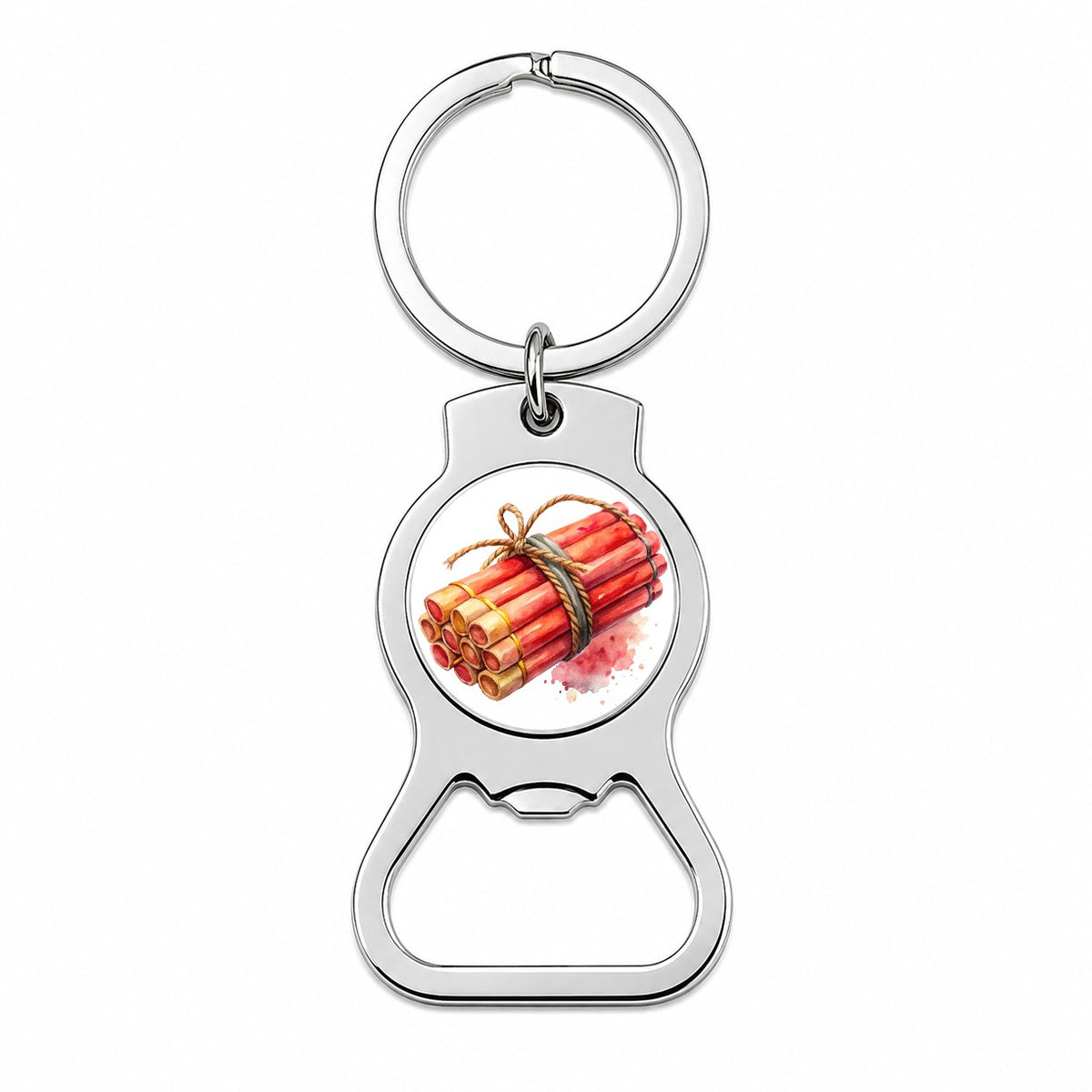 Bundle Of Sticks Of Dynamite Watercolor Bottle Opener Keychain