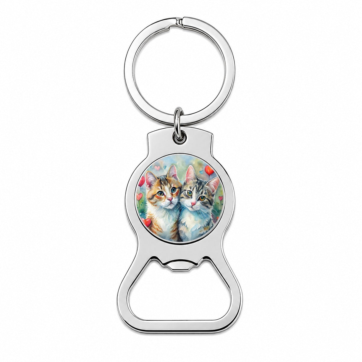 Cats In Love Valentine's Day Bottle Opener Keychain