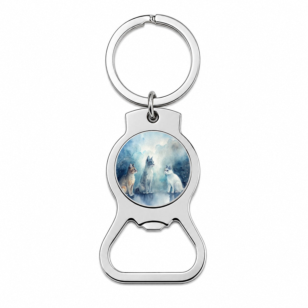 Cats In The Rain Bottle Opener Keychain