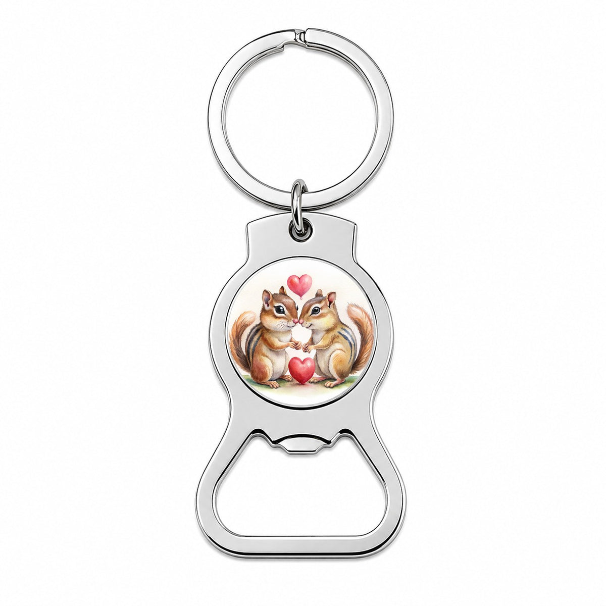 Chipmunks In Love Valentine's Day Bottle Opener Keychain