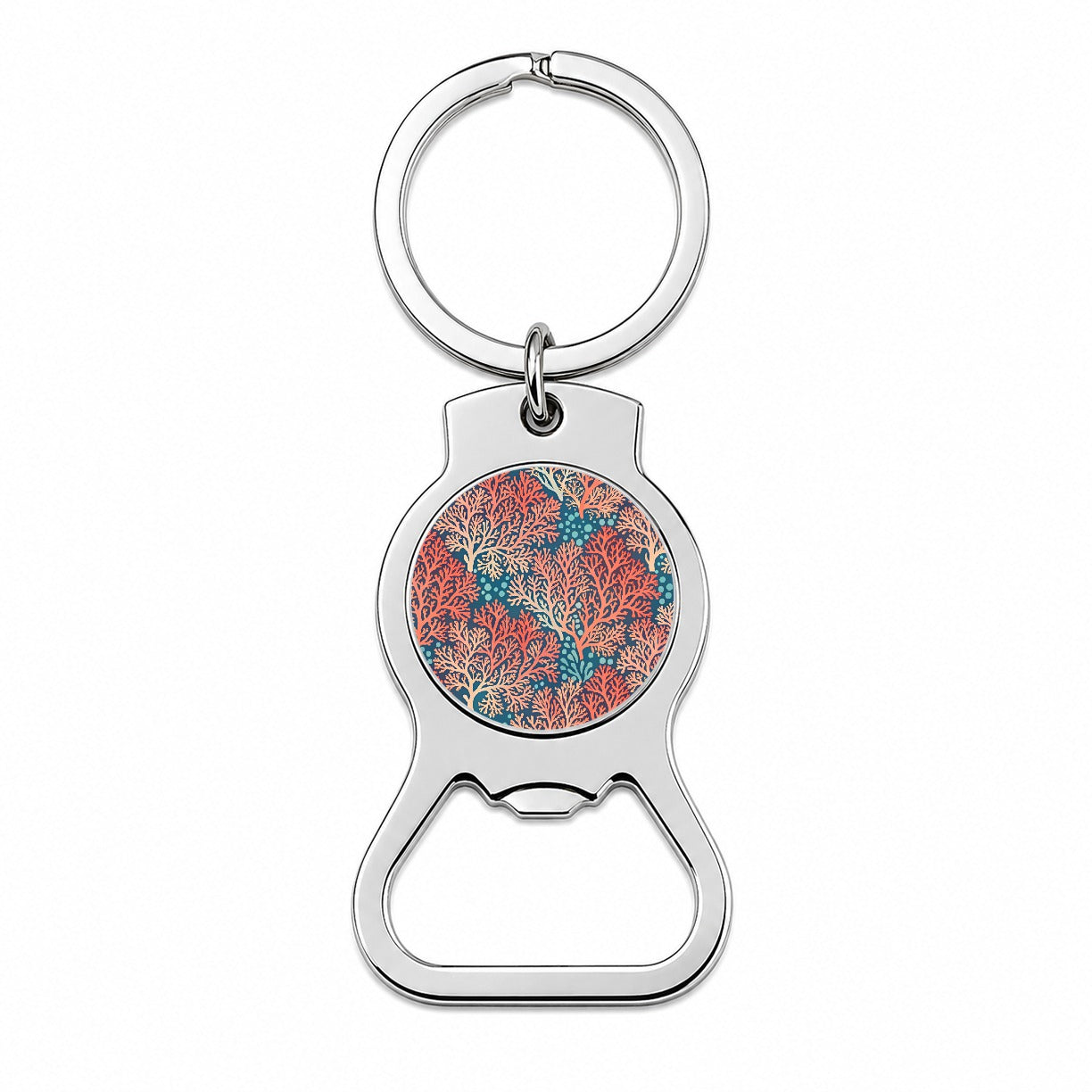Coral Pattern Reef Ocean Bottle Opener Keychain