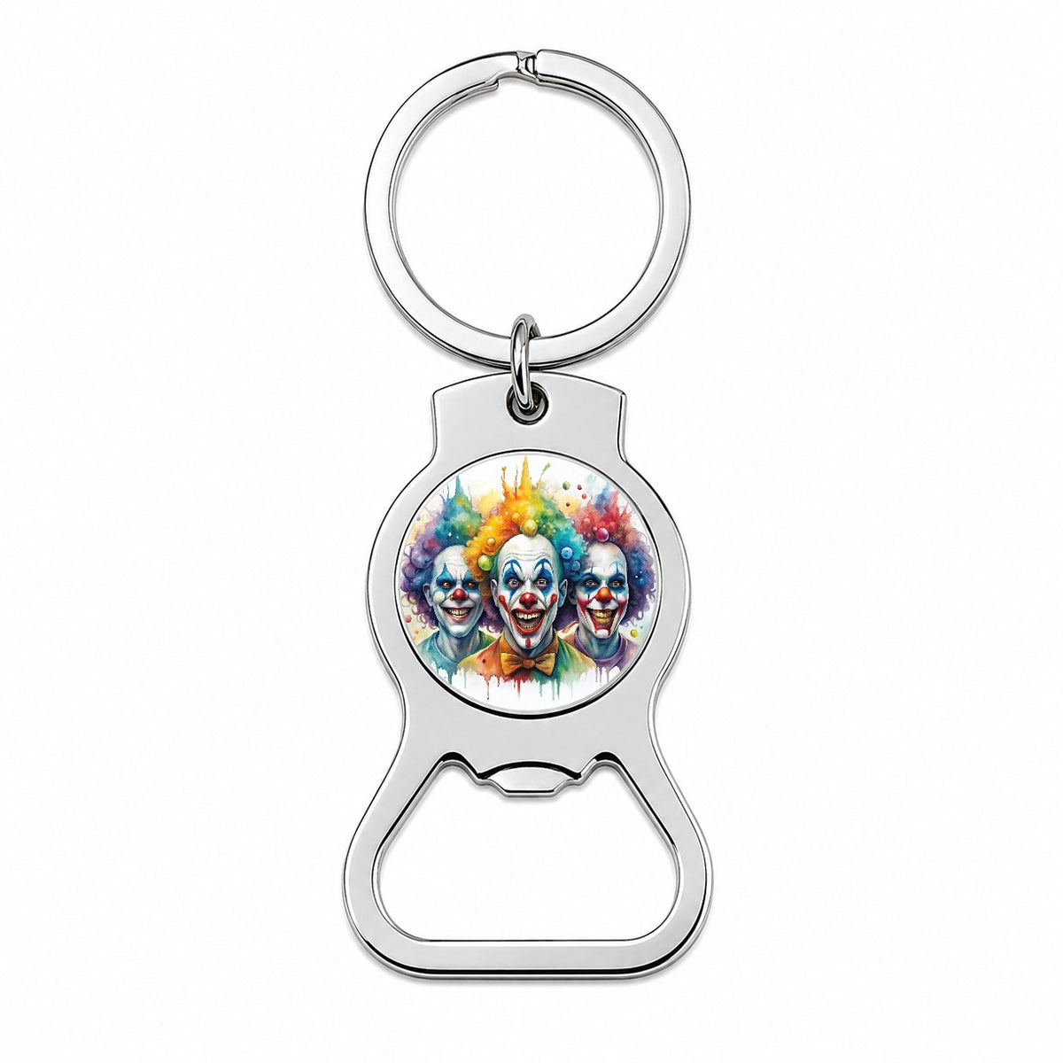 Creepy Scary Evil Killer Clowns Watercolor Bottle Opener Keychain
