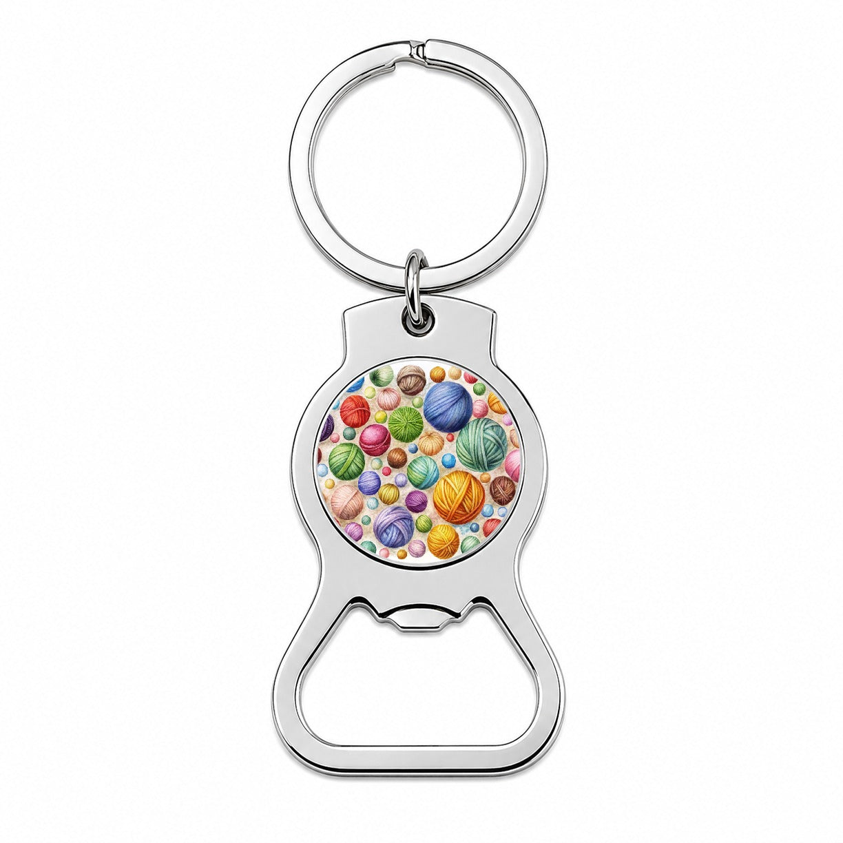 Crocheting Knitting Colorful Yarn Balls Bottle Opener Keychain