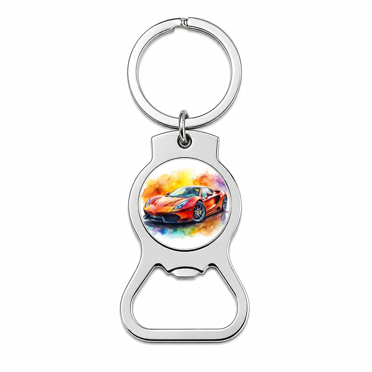 Exotic Supercar Sports Car Watercolor Bottle Opener Keychain