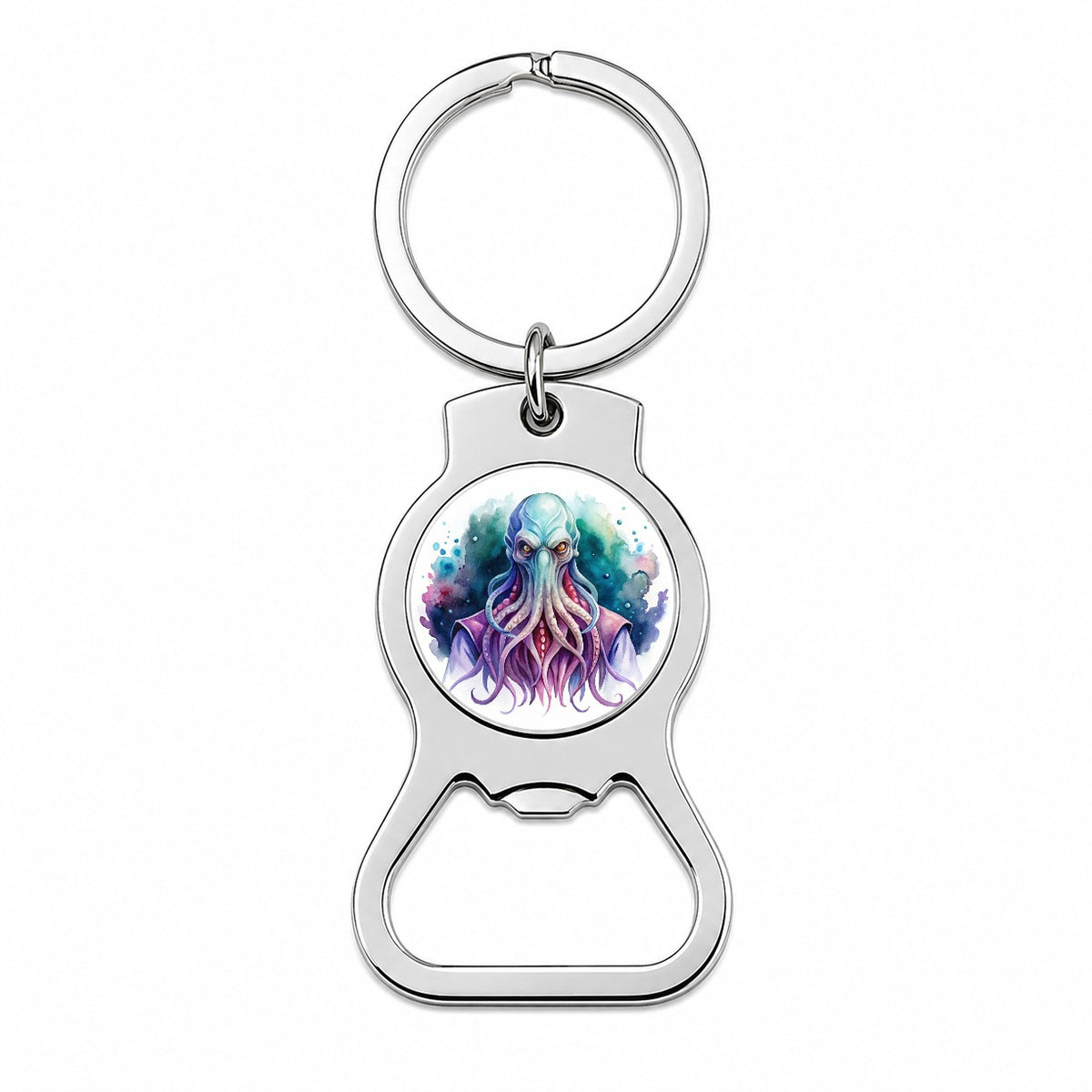 Fantasy Creature Monster Illithid Watercolor Bottle Opener Keychain