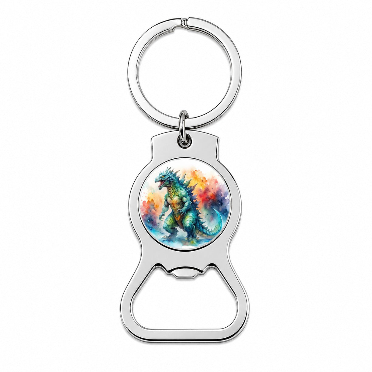 Giant Kaiju Monster Watercolor Bottle Opener Keychain