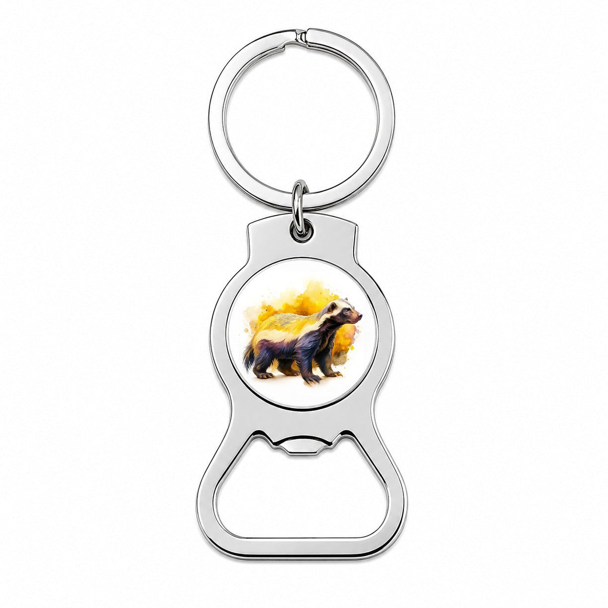 Honey Badger Watercolor Bottle Opener Keychain