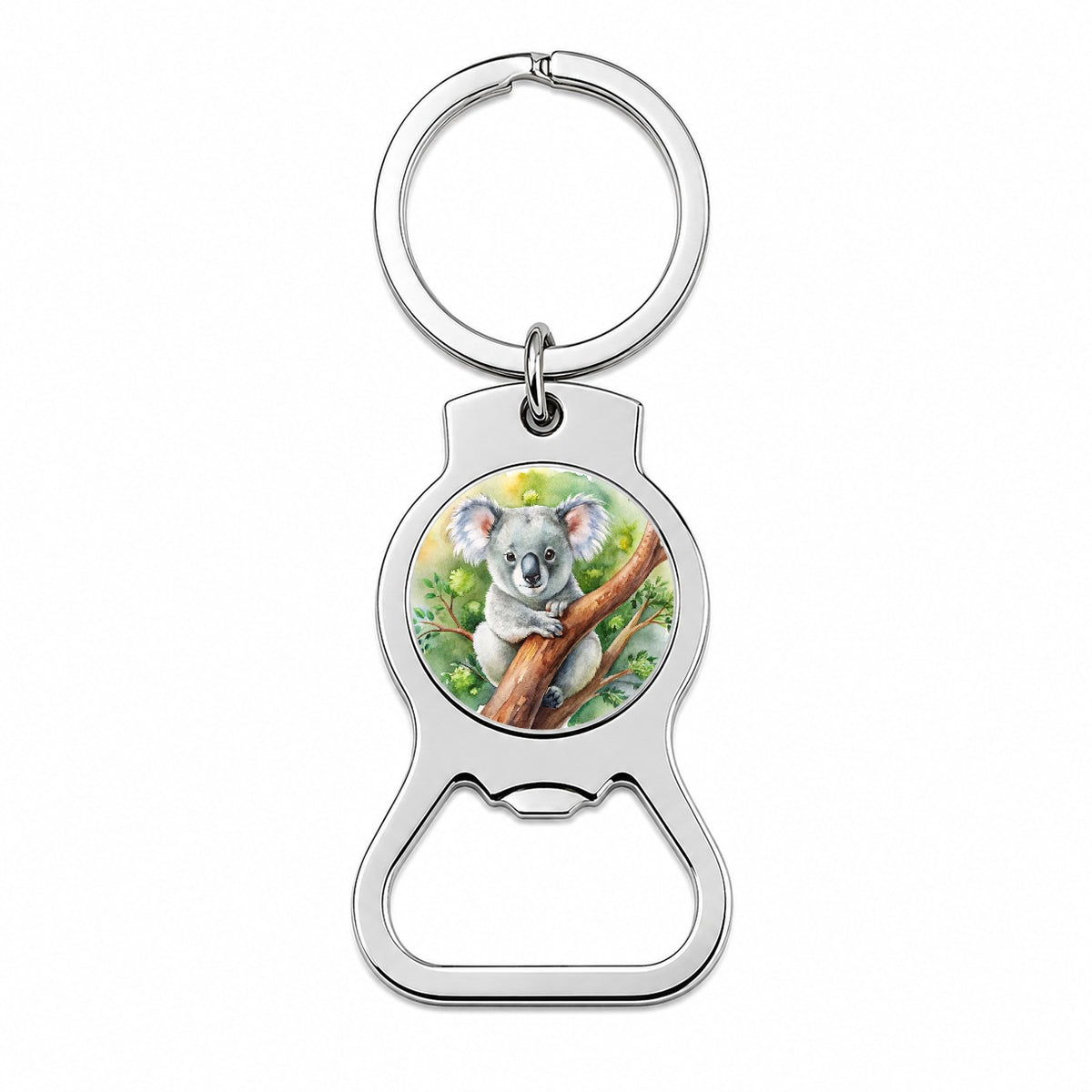 Koala In A Tree Watercolor Bottle Opener Keychain