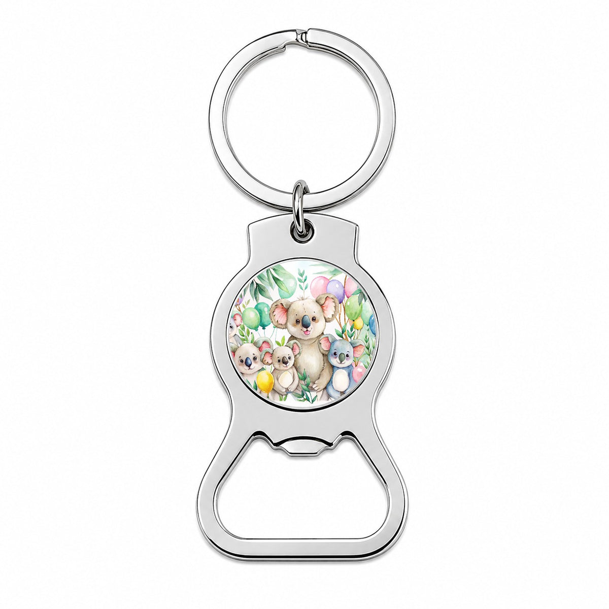 Koalas Having A Birthday Party Watercolor Bottle Opener Keychain
