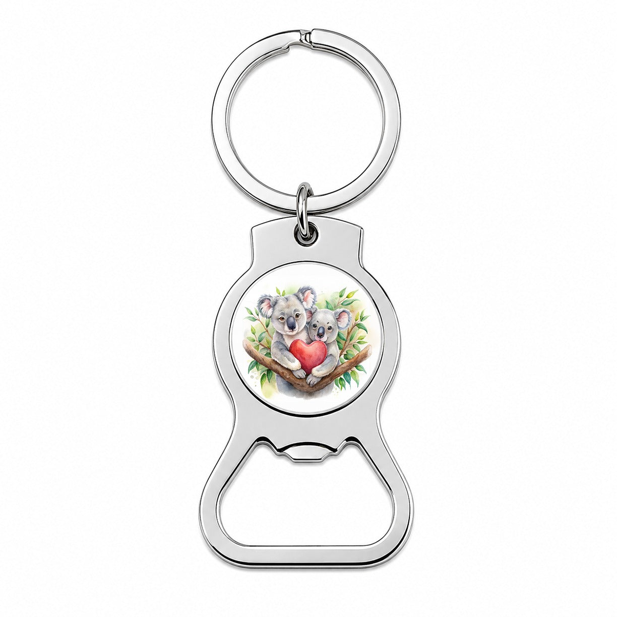 Koalas In Love Heart Valentine's Day Bottle Opener Keychain