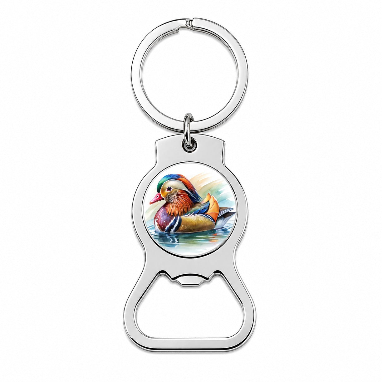 Mandarin Duck Watercolor Bottle Opener Keychain