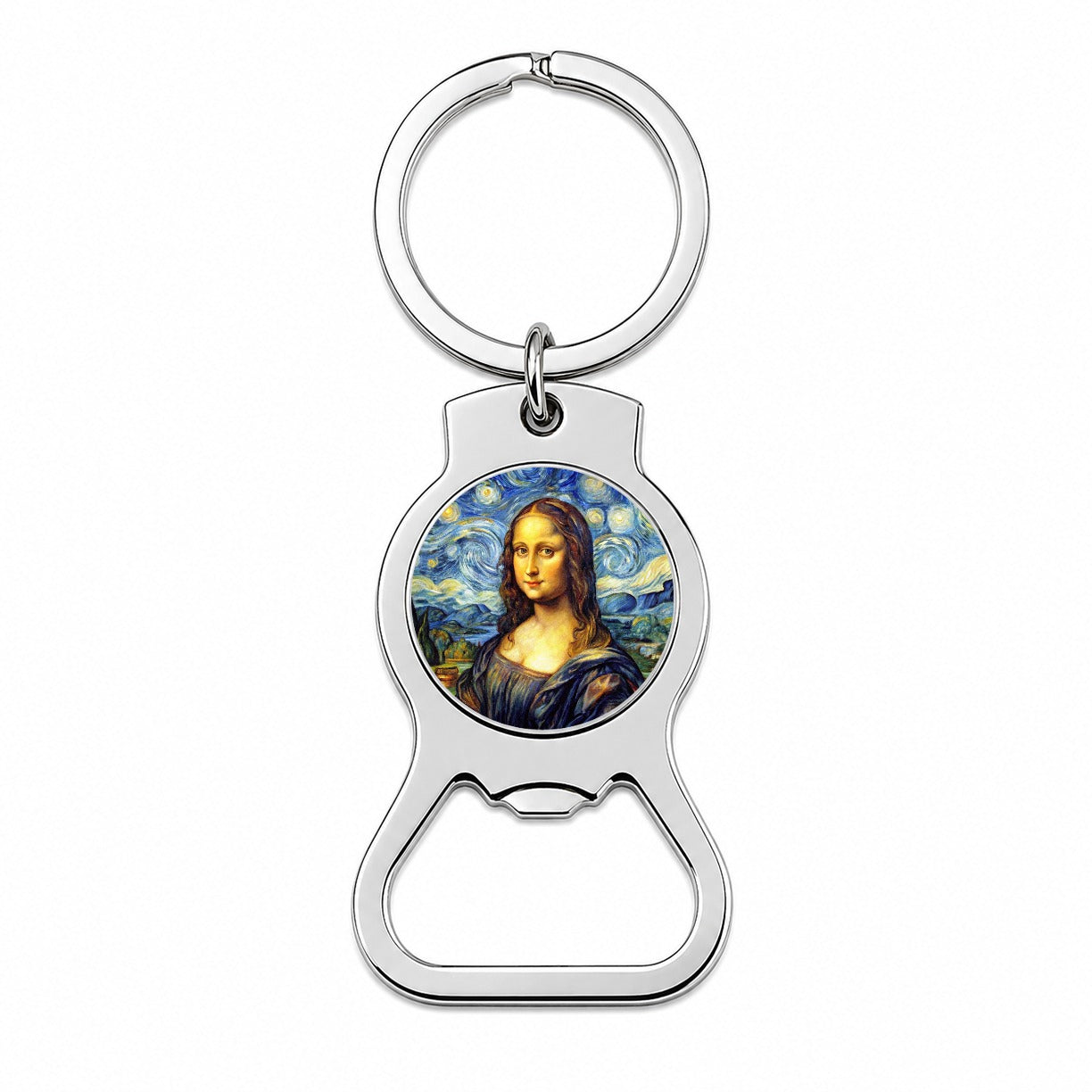 Mona Lisa Van Gogh Style Bottle Opener Keychain