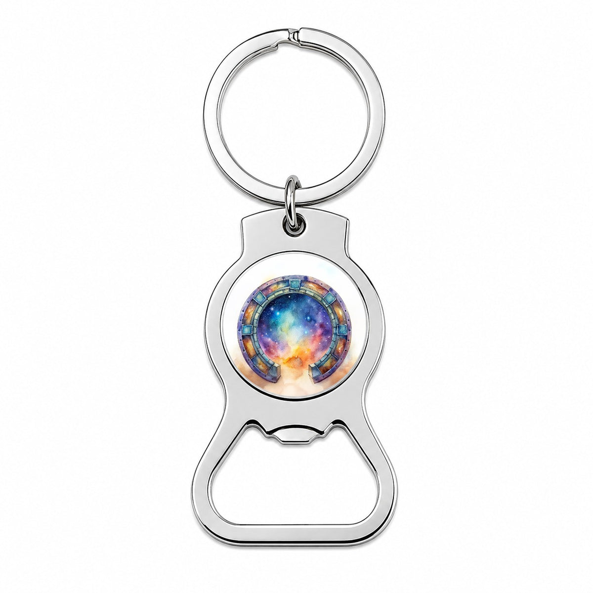 Sci-fi Gate Portal To The Stars Galaxies Watercolor Bottle Opener Keychain
