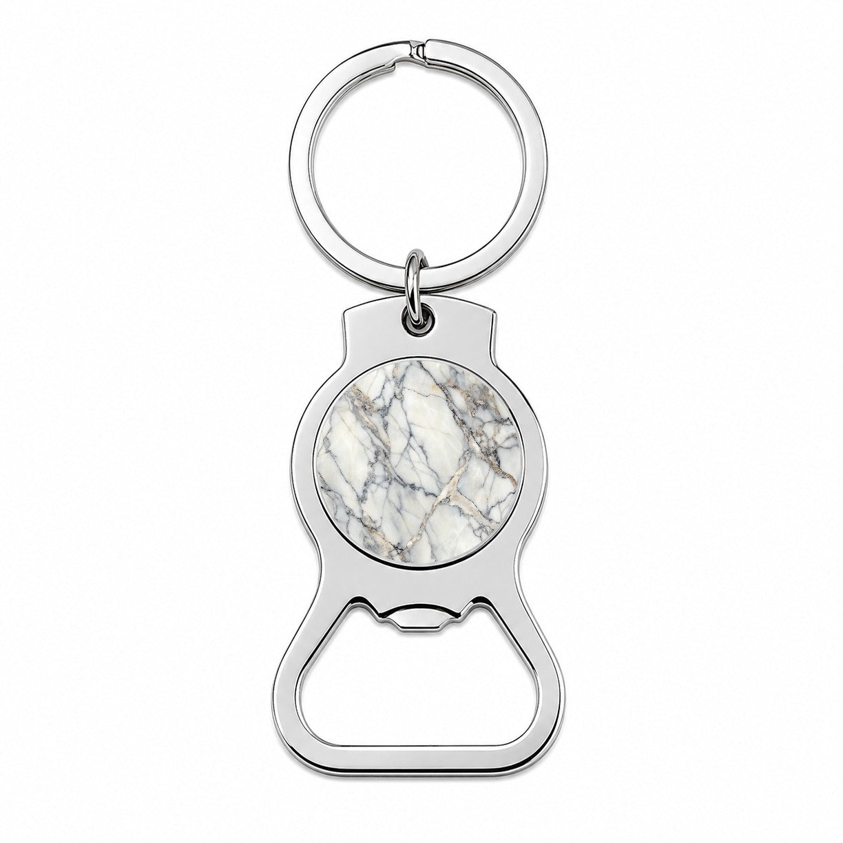 Sleek Faux Marble Bottle Opener Keychain