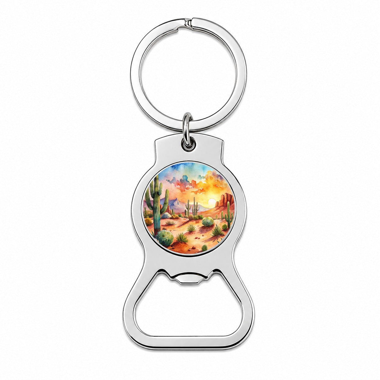 Southwest Desert Cactus Watercolor Bottle Opener Keychain