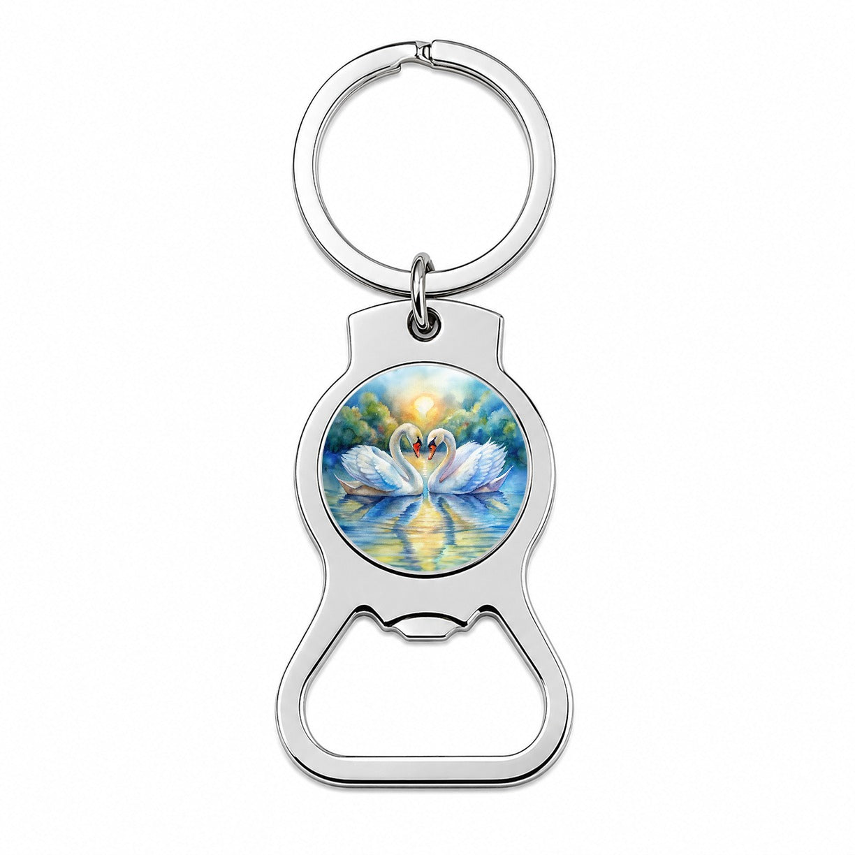 Swans In Love Valentine's Day Bottle Opener Keychain
