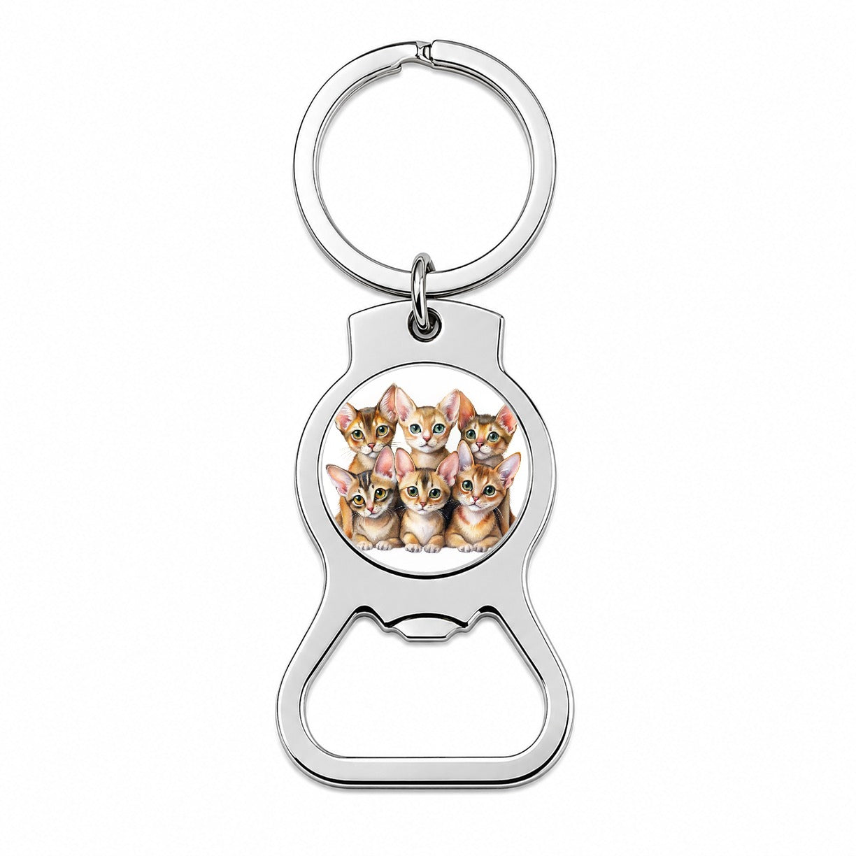Sweet Abyssinian Cats Bottle Opener Keychain