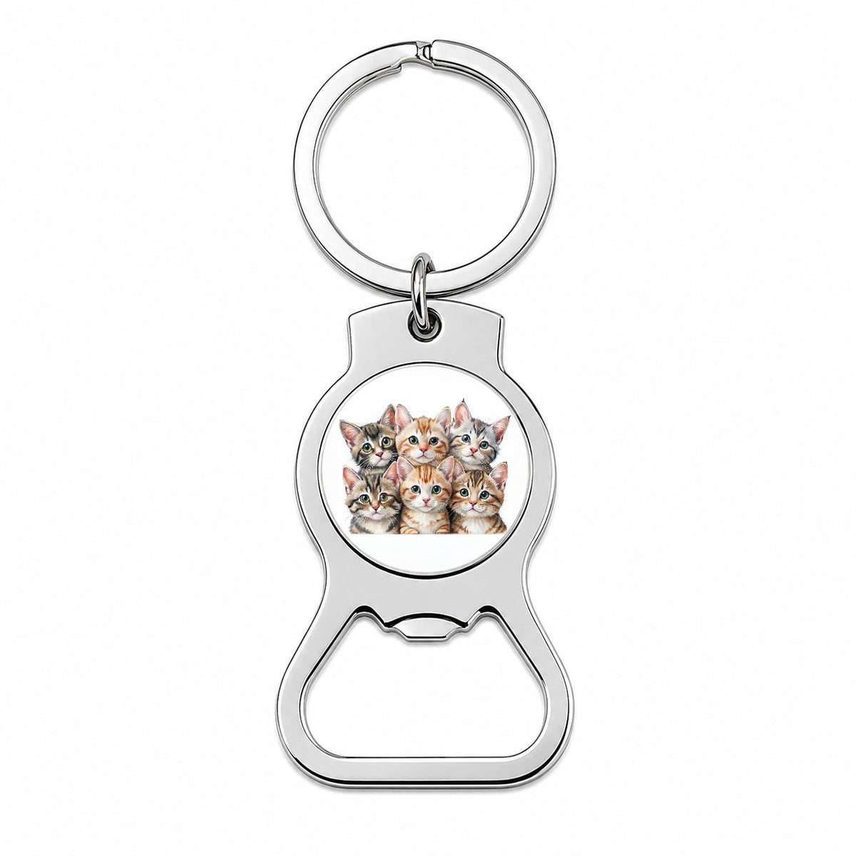 Sweet American Bobtail Cats Bottle Opener Keychain