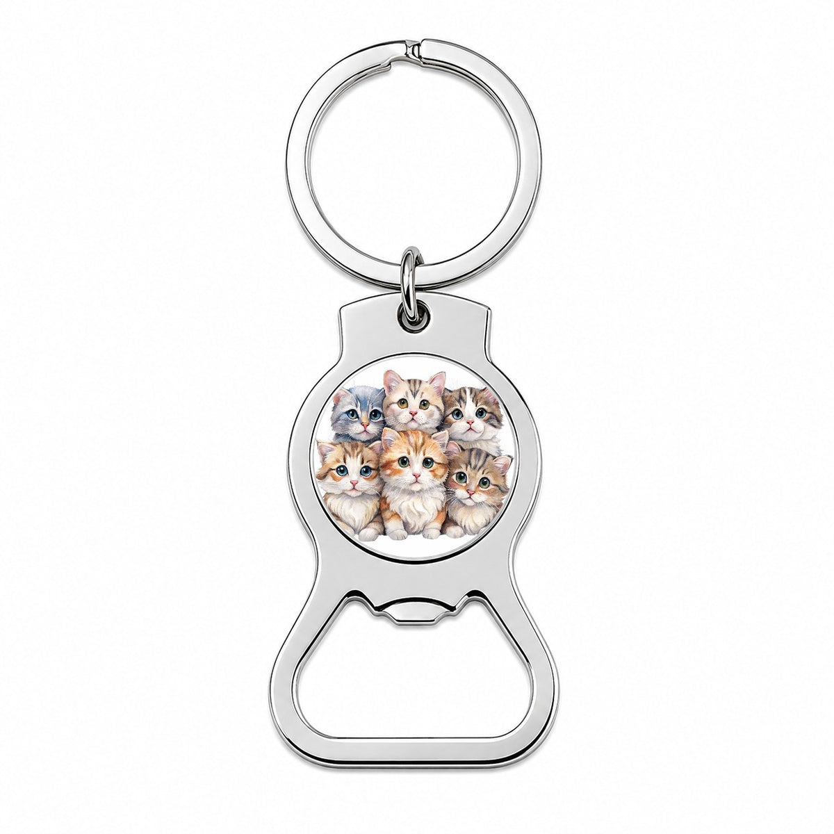 Sweet American Curl Cats Bottle Opener Keychain