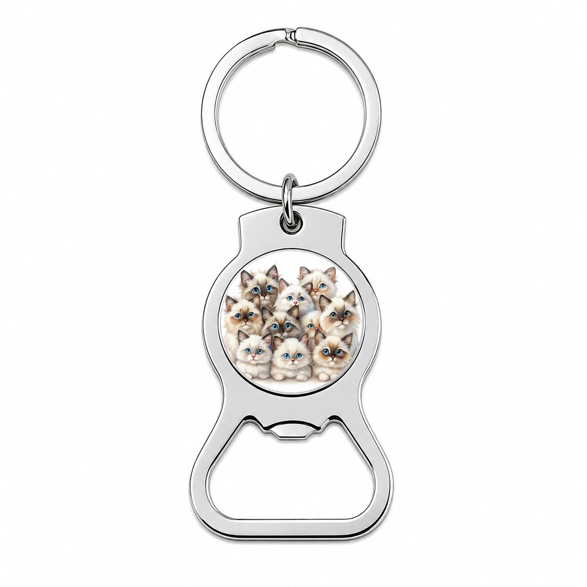 Sweet Birman Cats Bottle Opener Keychain