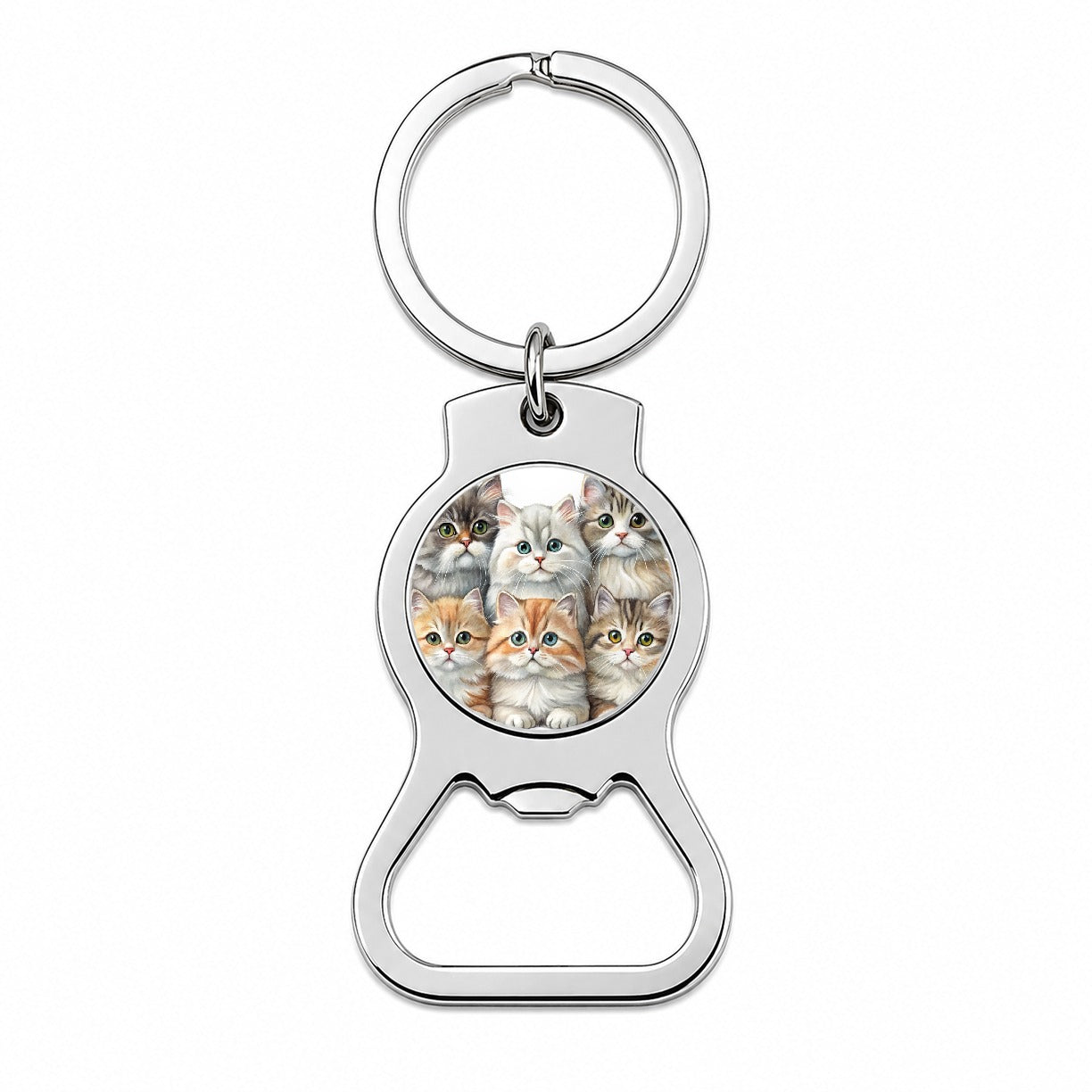 Sweet British Longhair Cats Bottle Opener Keychain