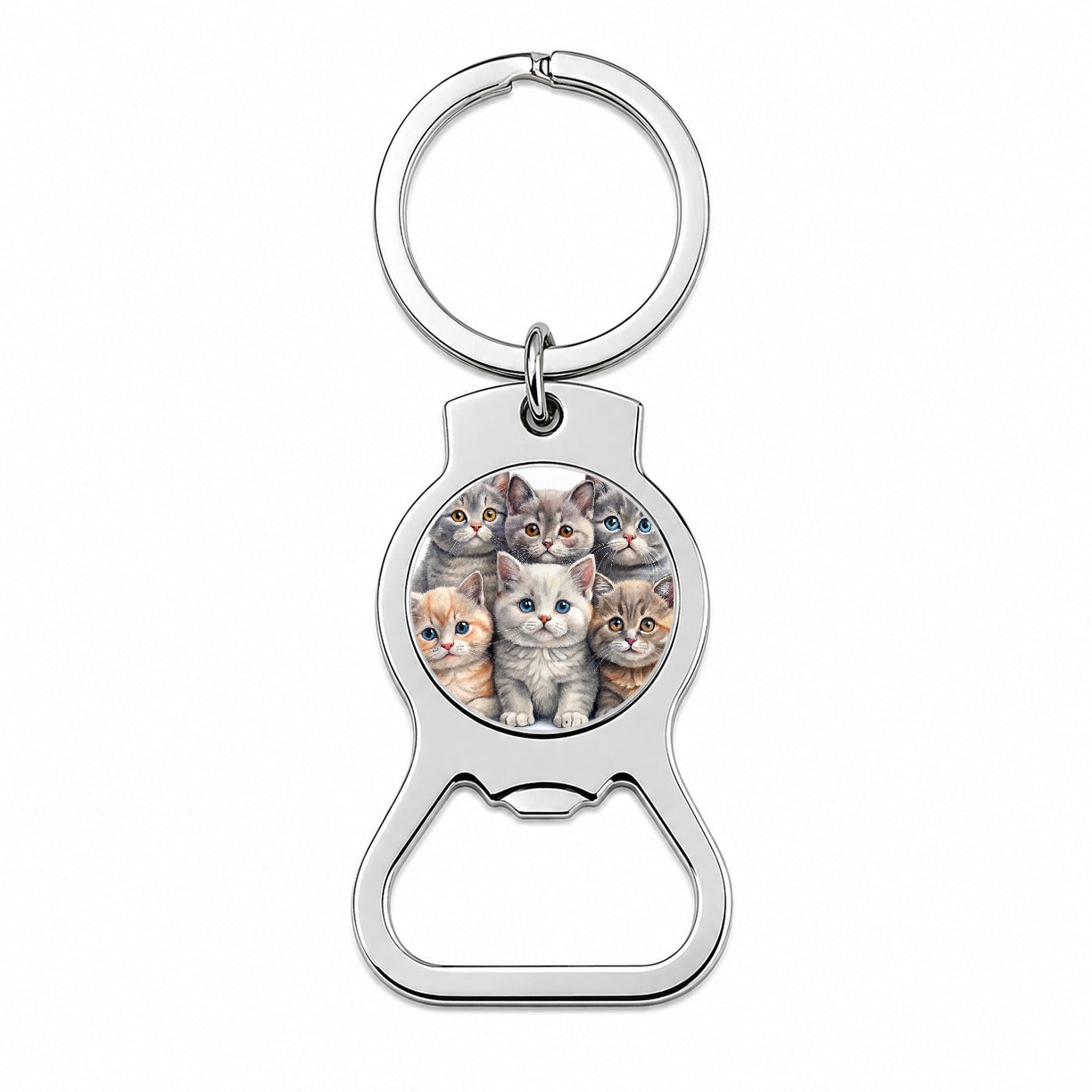 Sweet British Shorthair Cats Bottle Opener Keychain