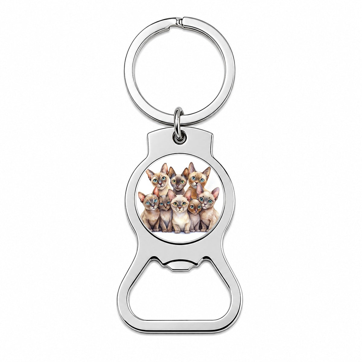 Sweet Burmese Cats Bottle Opener Keychain