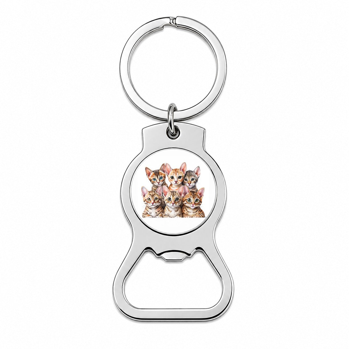 Sweet Ocicat Cats Bottle Opener Keychain