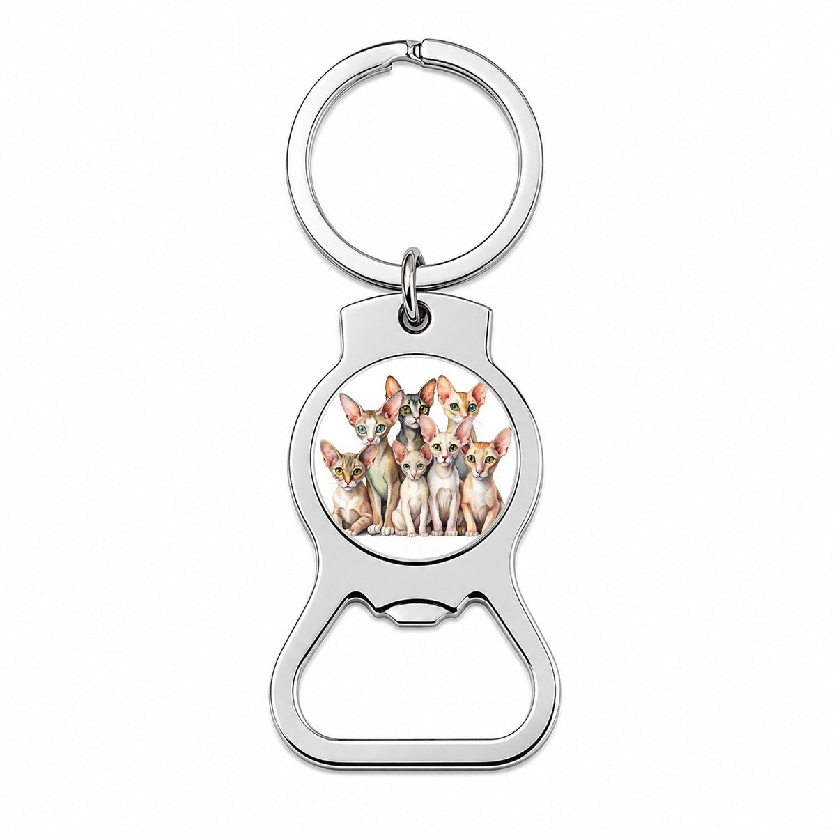 Sweet Oriental Shorthair Cats Bottle Opener Keychain