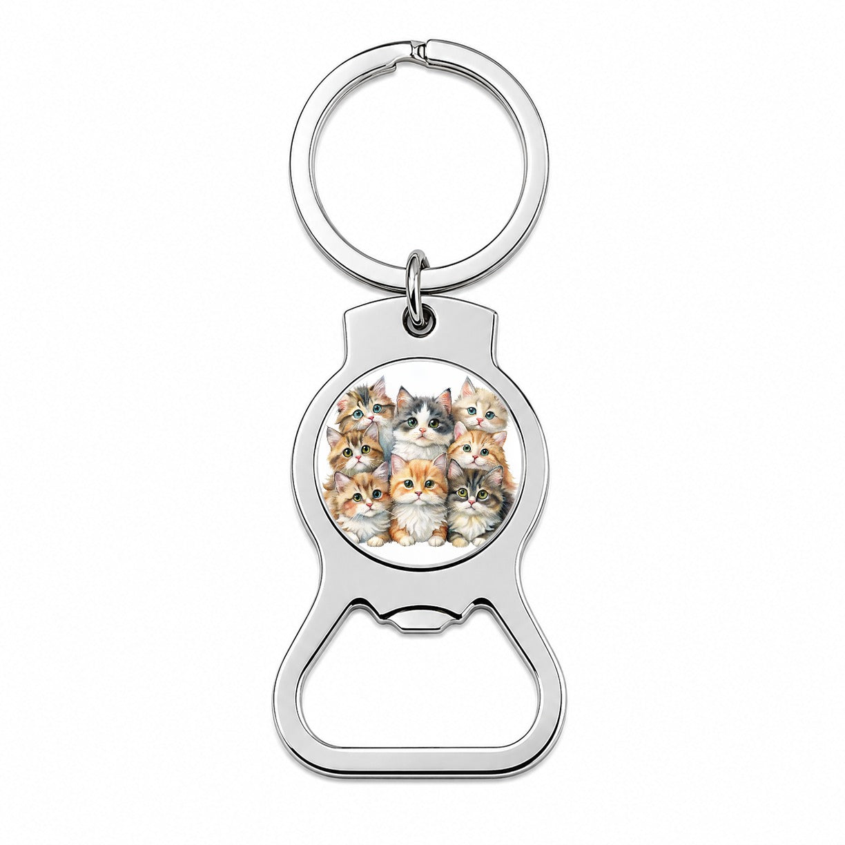 Sweet Ragamuffin Cats Bottle Opener Keychain