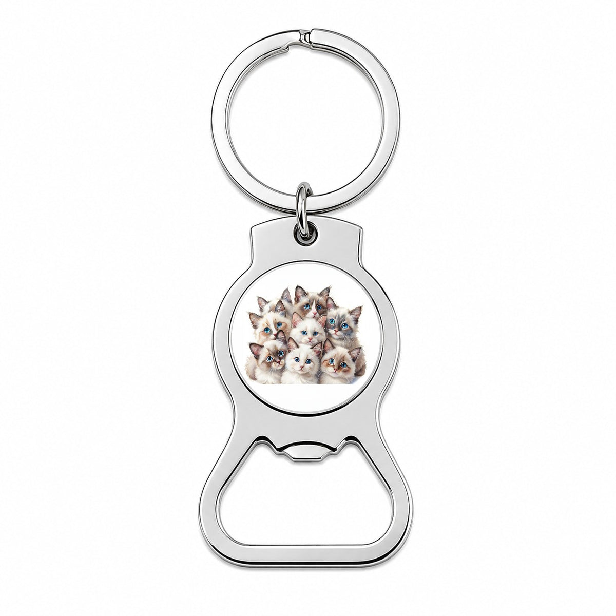 Sweet Ragdoll Cats Bottle Opener Keychain