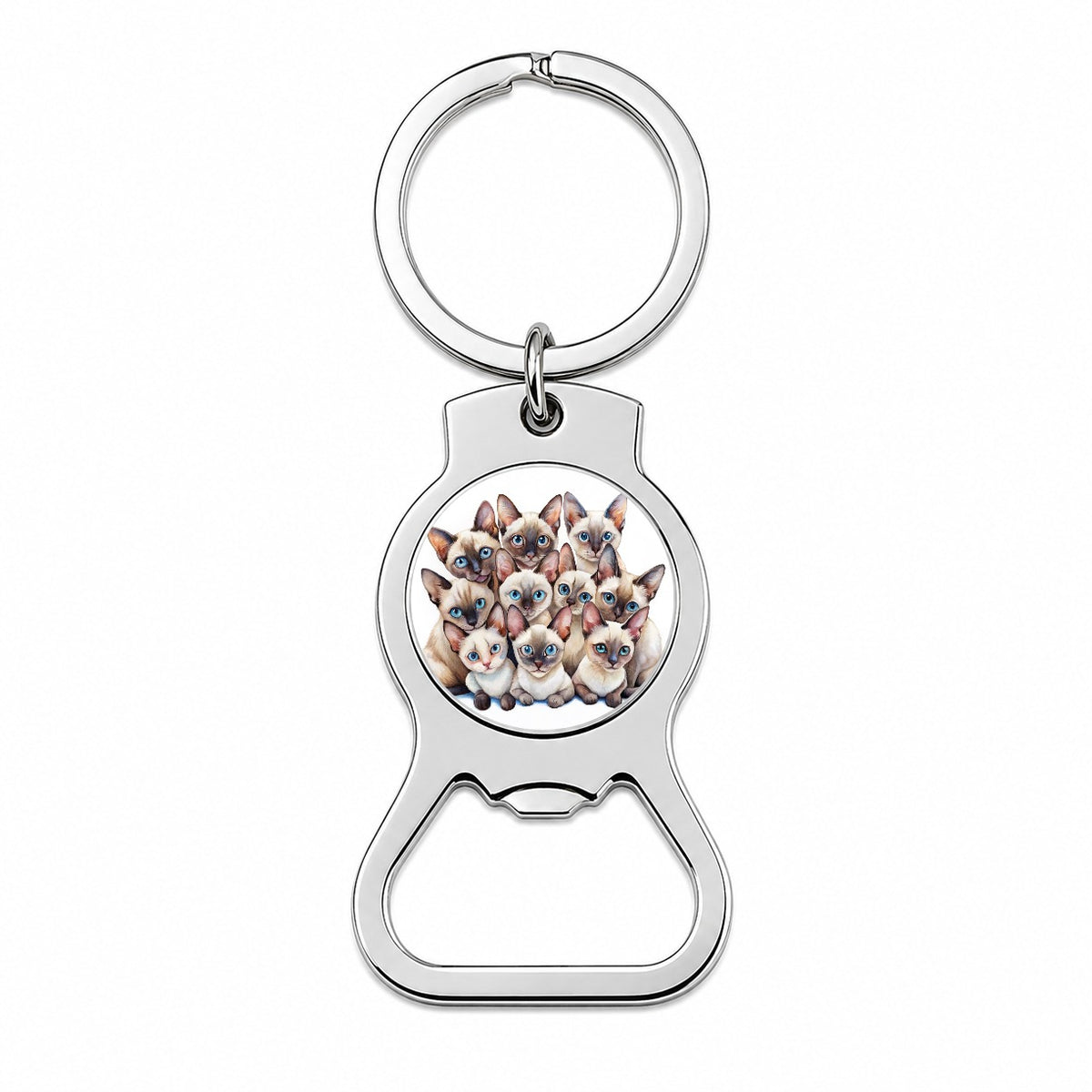 Sweet Siamese Cats Bottle Opener Keychain