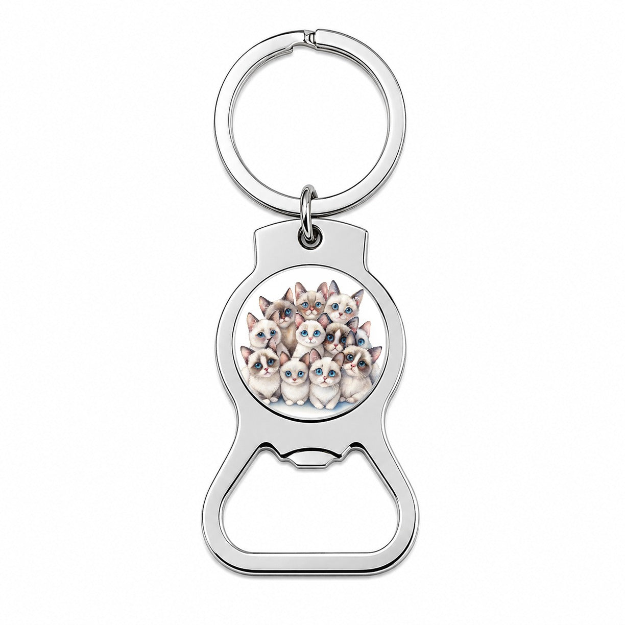 Sweet Snowshoe Cats Bottle Opener Keychain