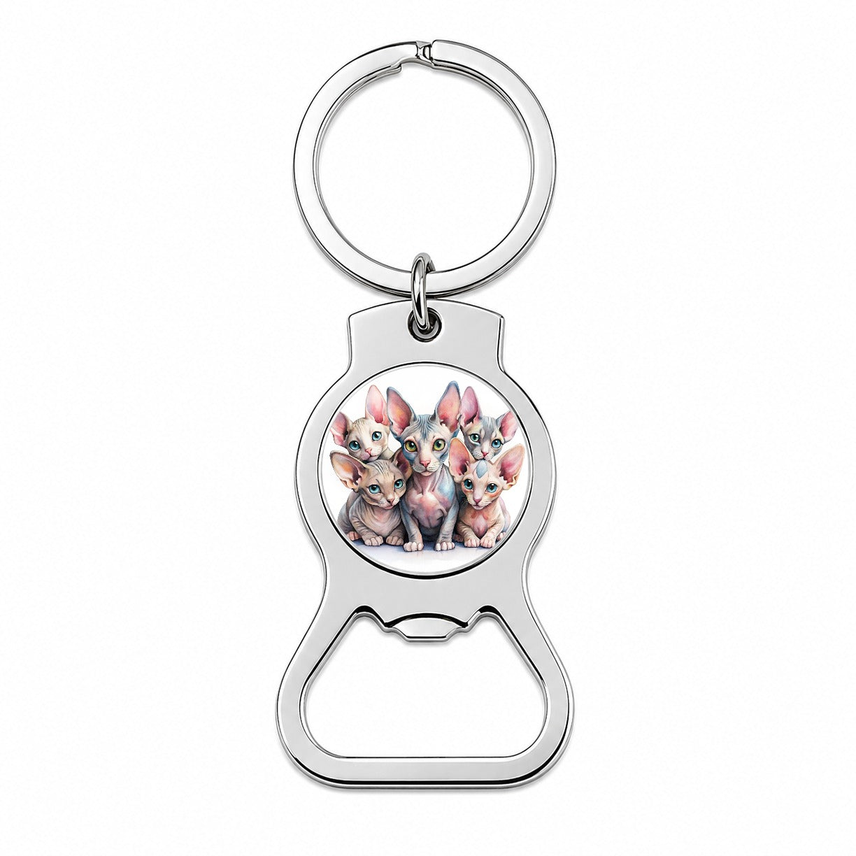 Sweet Sphynx Cats Bottle Opener Keychain