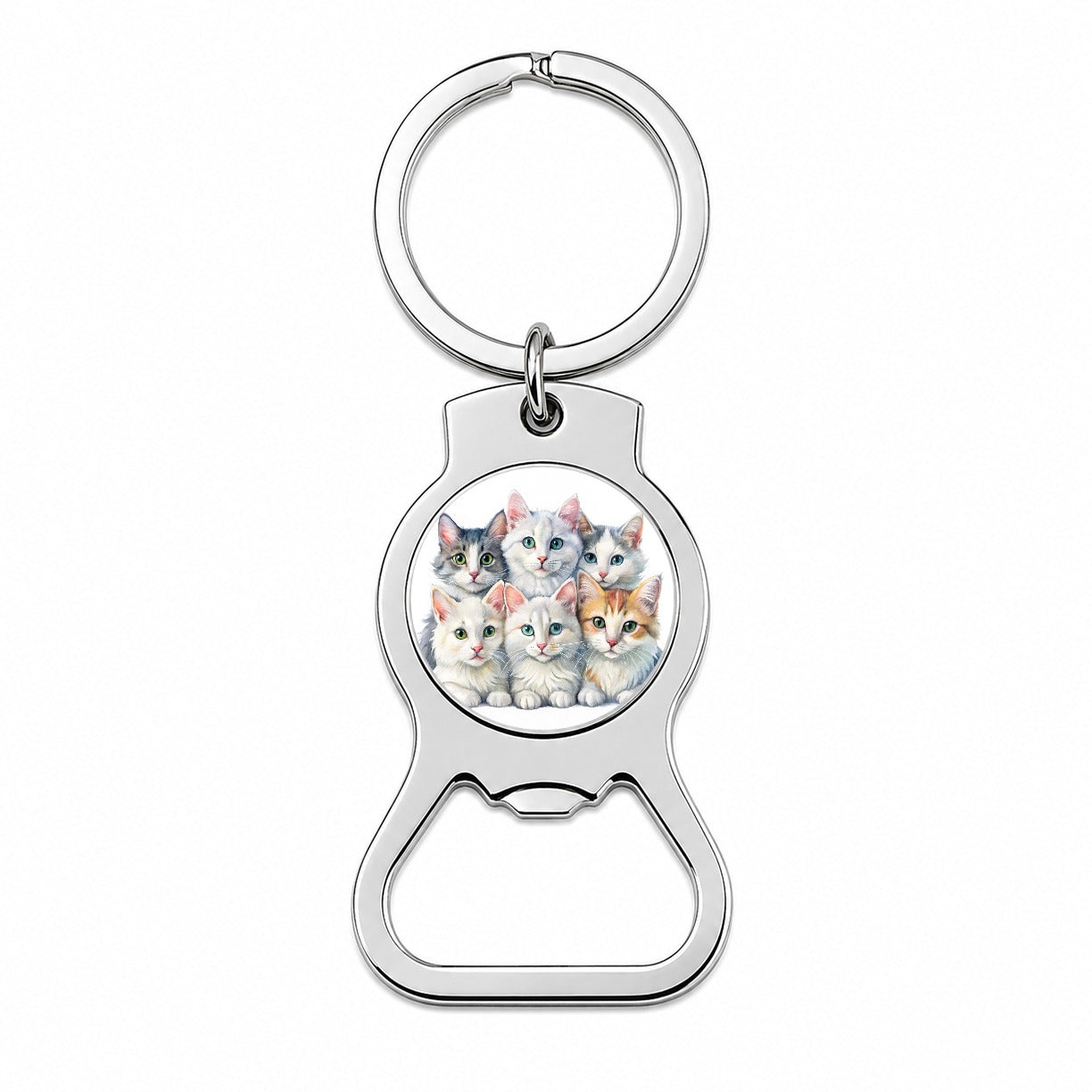 Sweet Turkish Angora Cats Bottle Opener Keychain