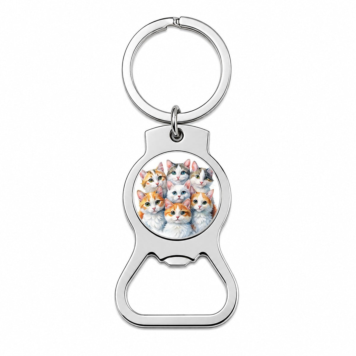Sweet Turkish Van Cats Bottle Opener Keychain
