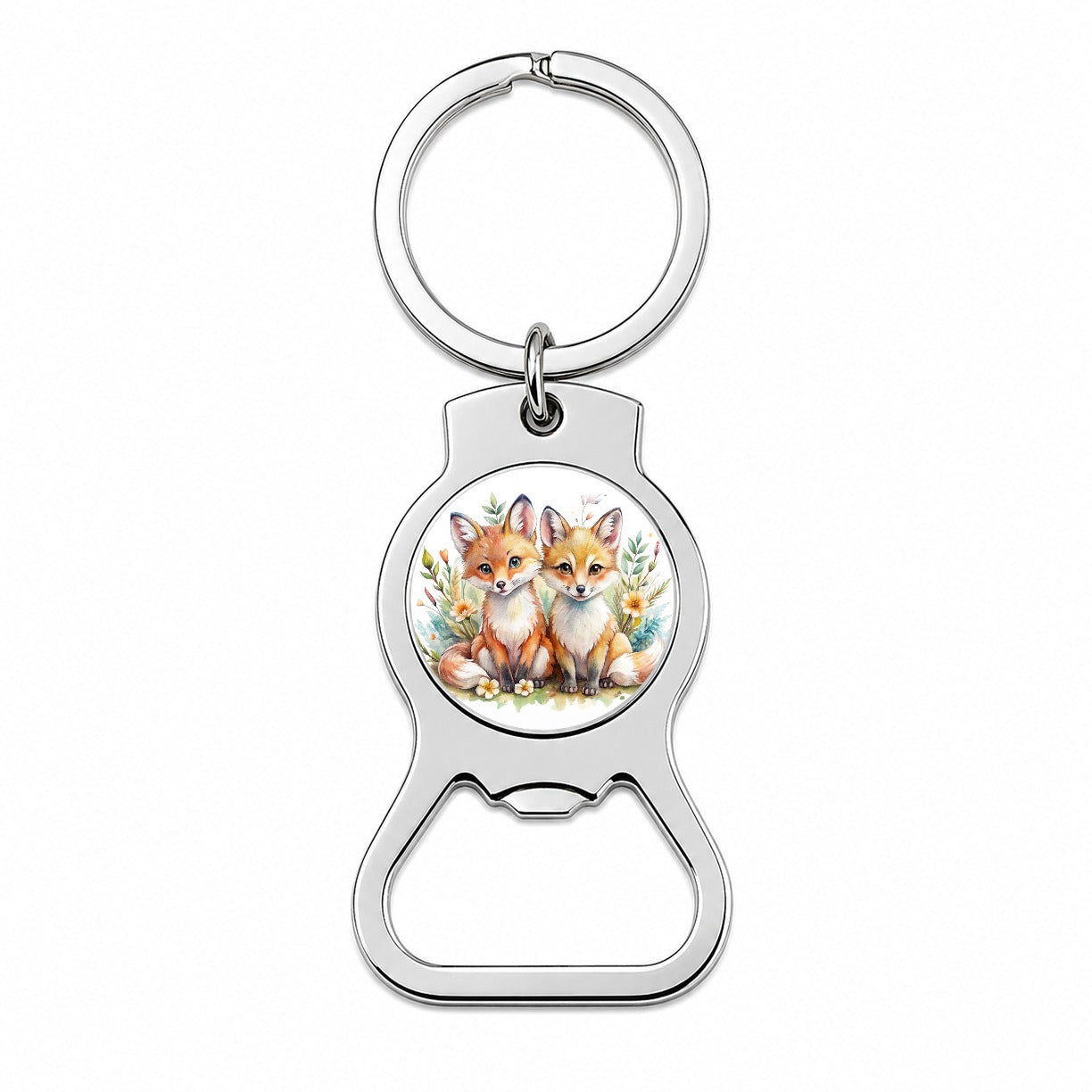Two Sweet Foxes Bottle Opener Keychain