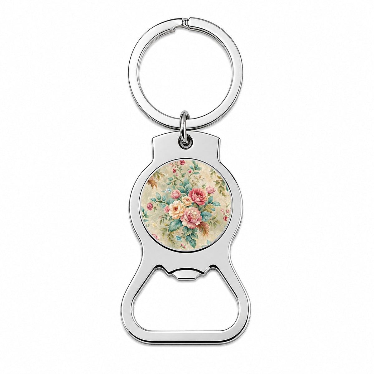 Victorian Flowers Wallpaper Bottle Opener Keychain