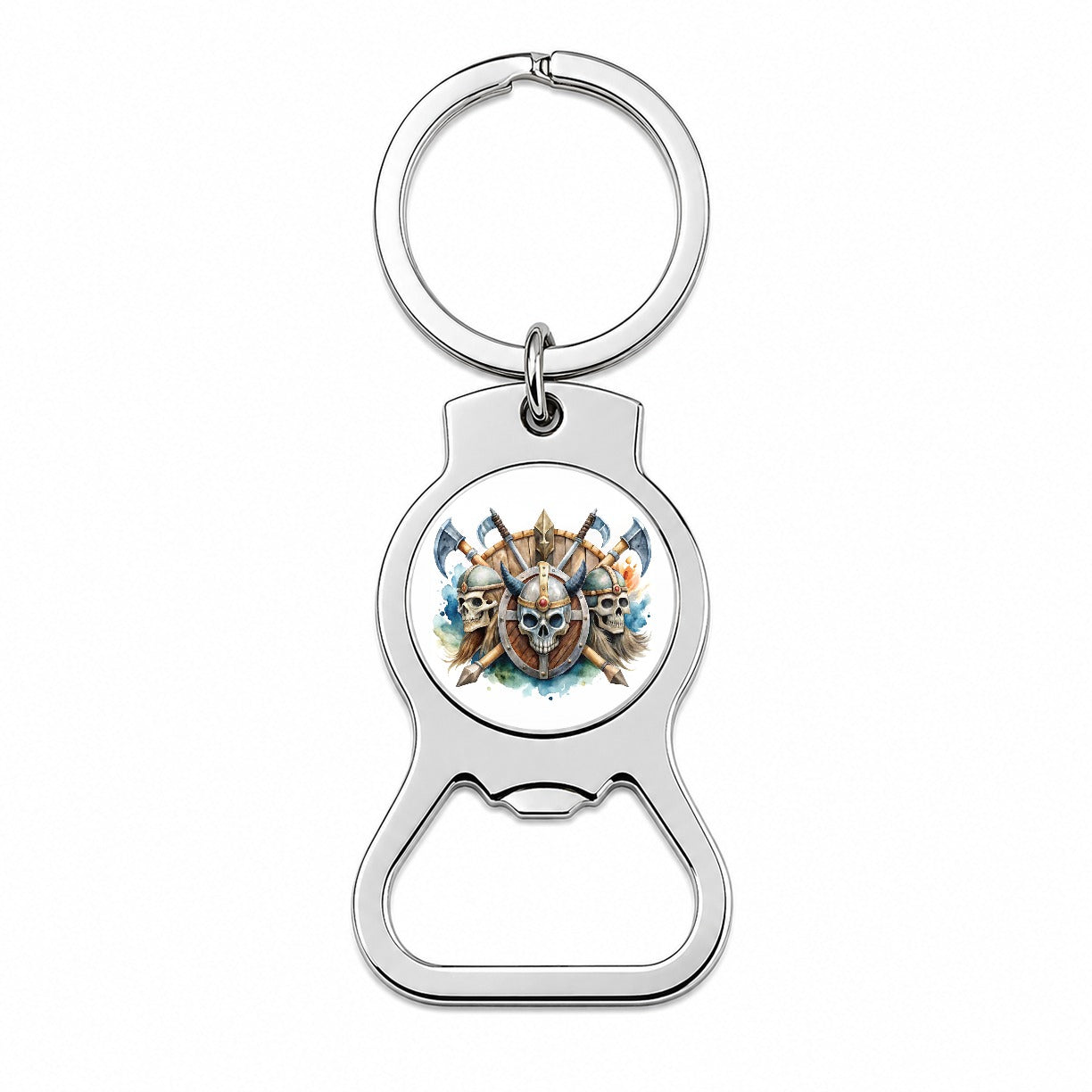 Viking Axes Shields And Skulls Watercolor Bottle Opener Keychain
