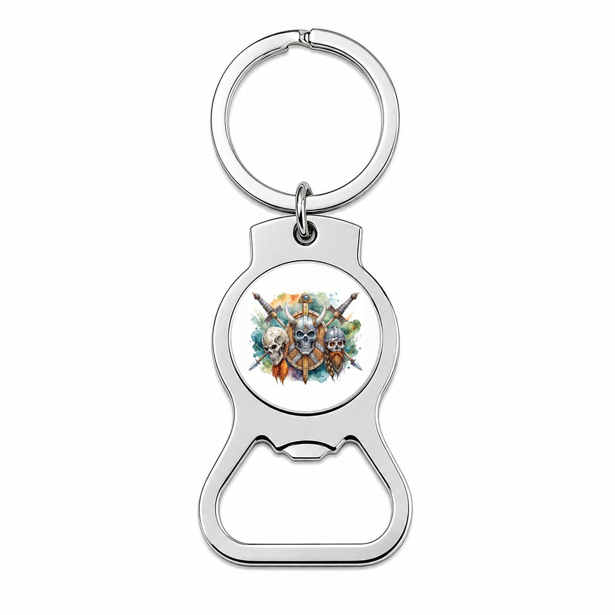 Viking Symbols Shields Swords Skulls Watercolor Bottle Opener Keychain