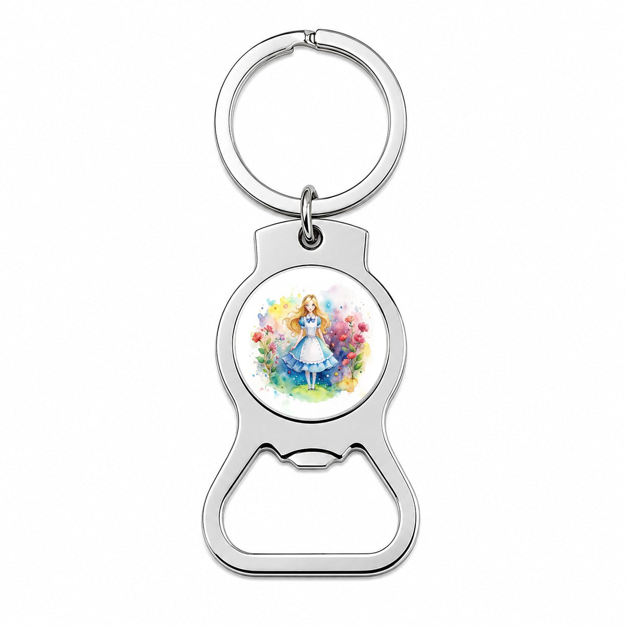 Alice In Wonderland Watercolor Bottle Opener Keychain