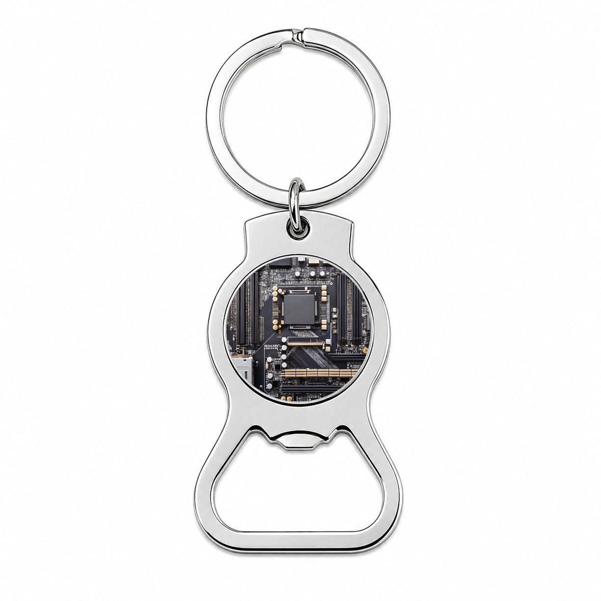 Black Gaming Computer Motherboard Bottle Opener Keychain